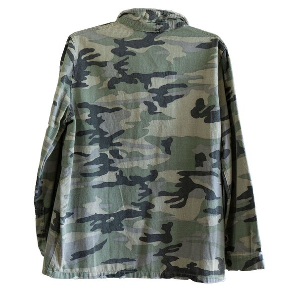 Jodifl Camo Jacket Denim Military Cargo Coat oversize Camouflage Jean Button Up - Picture 3 of 11